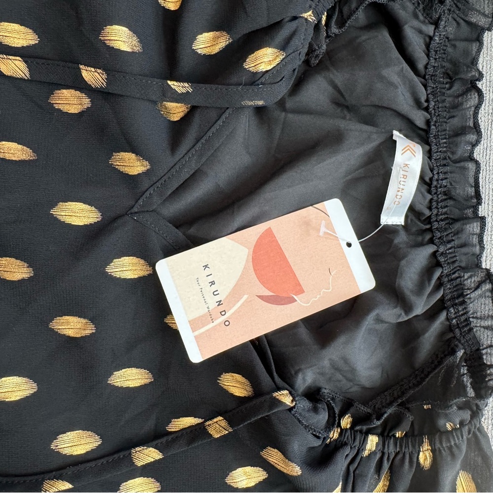 Kirundo Elegant Black and Gold Mini Dress